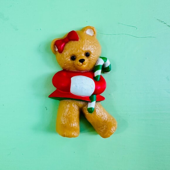 Vintage Christmas Fridge Magnets Set of Three Xmas Teddy Bear Kitten Magnets - Picture 3 of 5